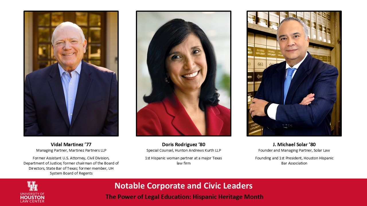 Notable corporate and civic leaders Vidal Martinez, Doris Rodriguez and J. Michael Solar.
