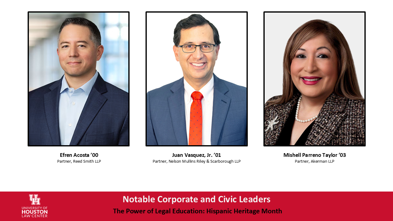 Notable corporate and civic leaders Efren Acosta, Juan Vasquez Jr. and Mishell Parreno Taylor.
