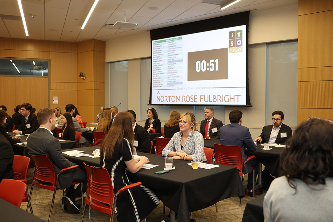 IPSO Speed Mentoring event photo at the University of Houston Law Center
