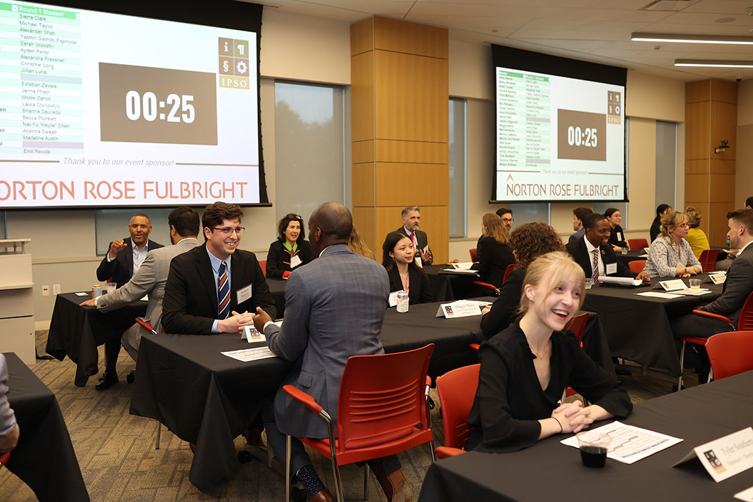 IPSO Speed Mentoring event photo at the University of Houston Law Center