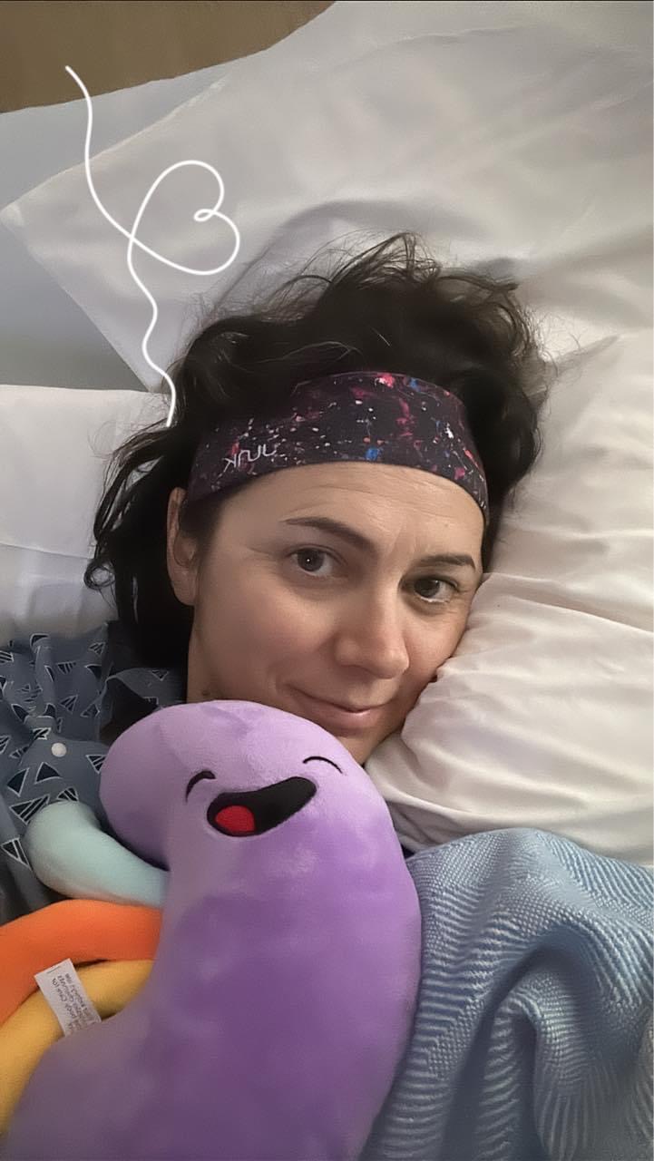 UHLC staff member Myriah Howard in hospital recovery recently from making lifesaving organ donation.