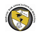 A logo of a bar association of houston  Description automatically generated